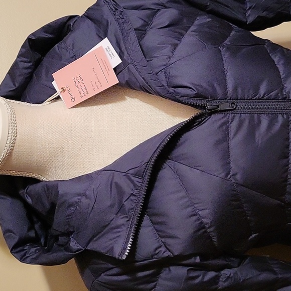 Quince Light weight Down Hooded Jacket Navy Blue XS - Picture 5 of 8